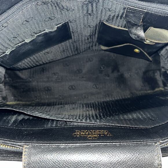 Valentino Garavani Logo Embellished Black Leather Tote - Picture 5 of 12